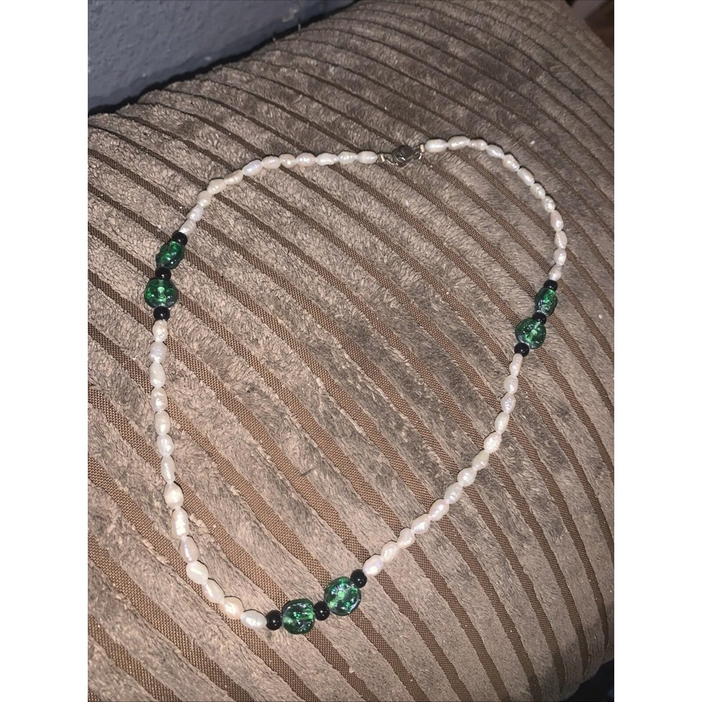 Rice Pearl And Glass Necklace 925